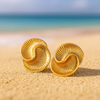 Gold-Toned Spiral Ribbed Stud Earrings