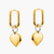 Gold Oval Hoop Earrings with Puffed Heart Charms