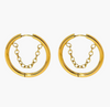 Gold Hoop Earrings with Dangle Chain