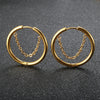 Gold Hoop Earrings with Dangle Chain